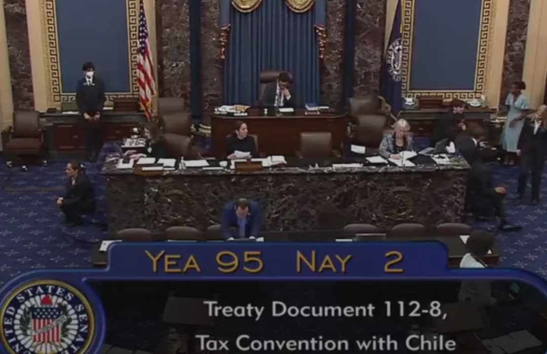 Tras 13 años de tramitación, Senado de Estados Unidos aprueba tratado que evita doble tributación con Chile